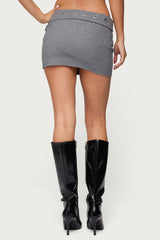 Havana Grommet Ribbed Foldover Mini Skort