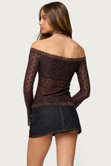 Built In Bra Off Shoulder Lace Top