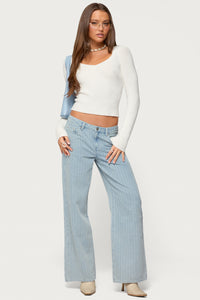 Pinstripe Low Rise Baggy Jeans