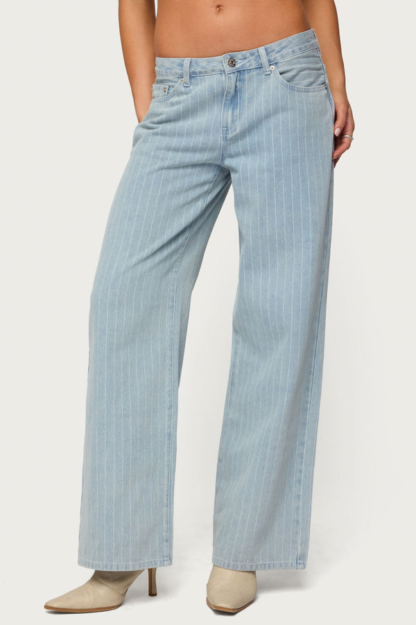 Pinstripe Low Rise Baggy Jeans