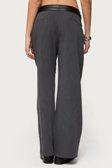Andy Double Belt Straight Leg Tailored Pants