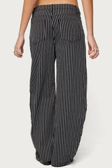 Pinstripe Low Rise Barrel Leg Jeans