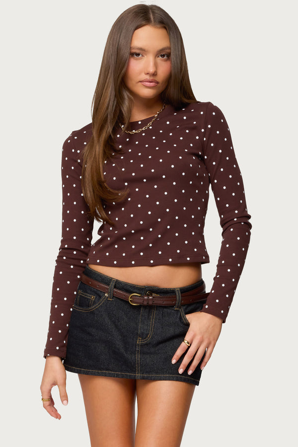 Daliya Polka Dot Long Sleeve Top
