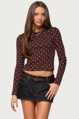 Daliya Polka Dot Long Sleeve Top