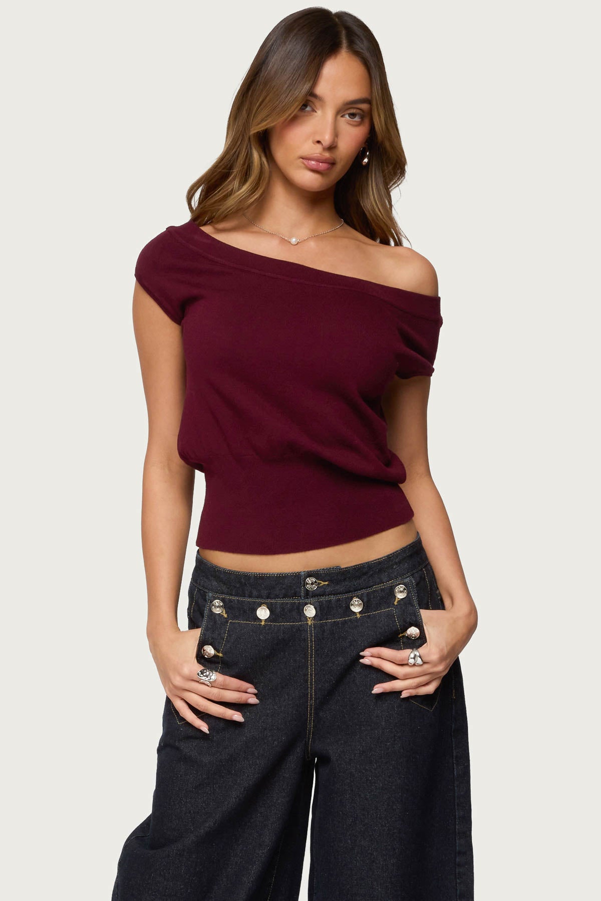 Michaela Off Shoulder Knit Top – edikted