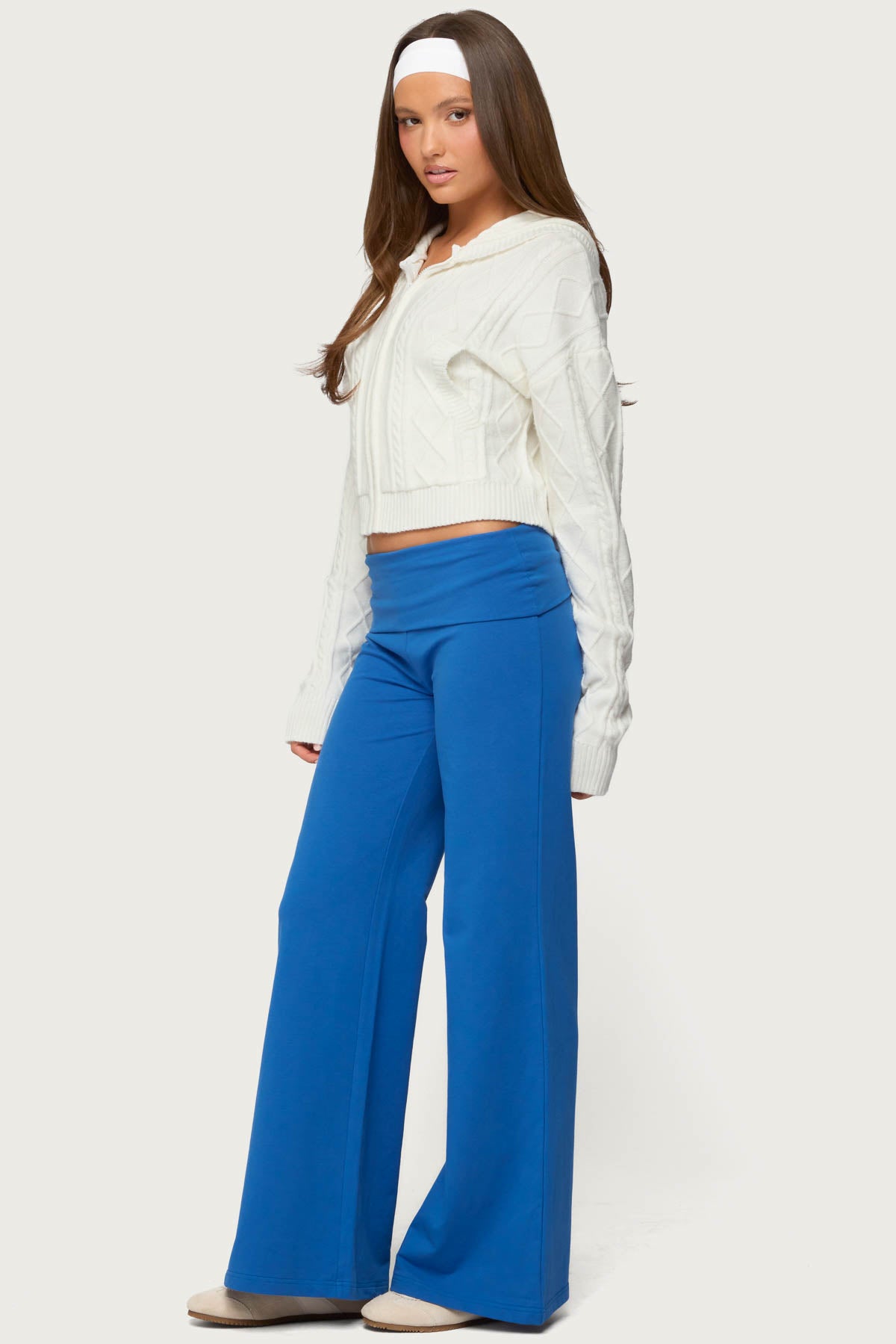 Wide Leg Foldover Pants
