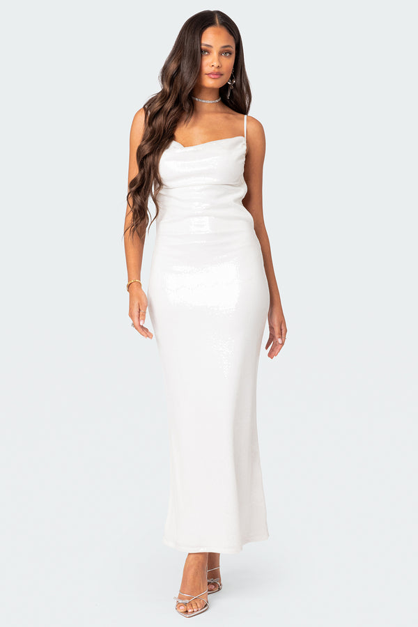 Nellie Sequin Open Back Maxi Dress