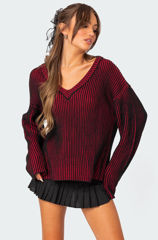 Contrast Texture Oversized Sweater