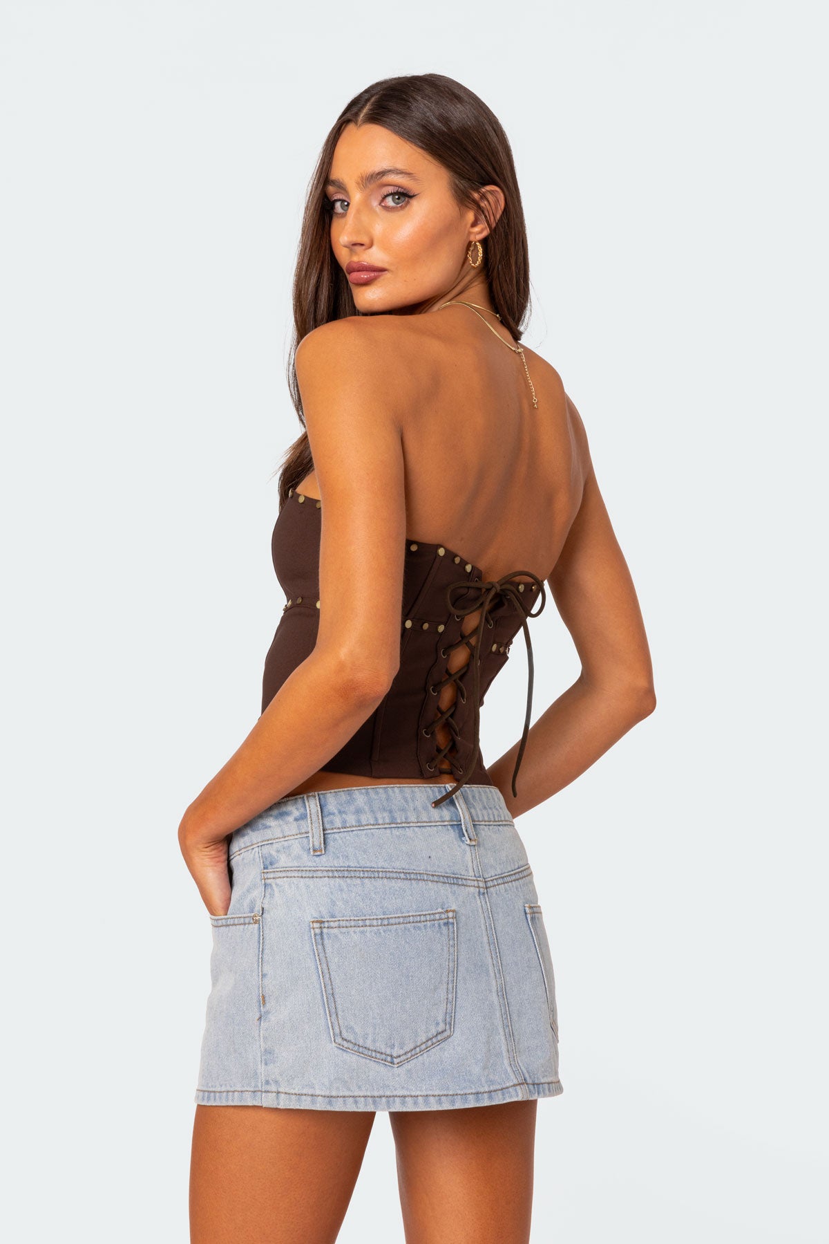 Darcy Studded Lace Up Corset