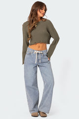 Distressed Hem Oversized Cropped Sweater