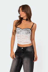 Eleanor Bra Detail Sheer Lace Top