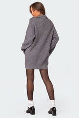 Quarter Zip Knit Mini Dress