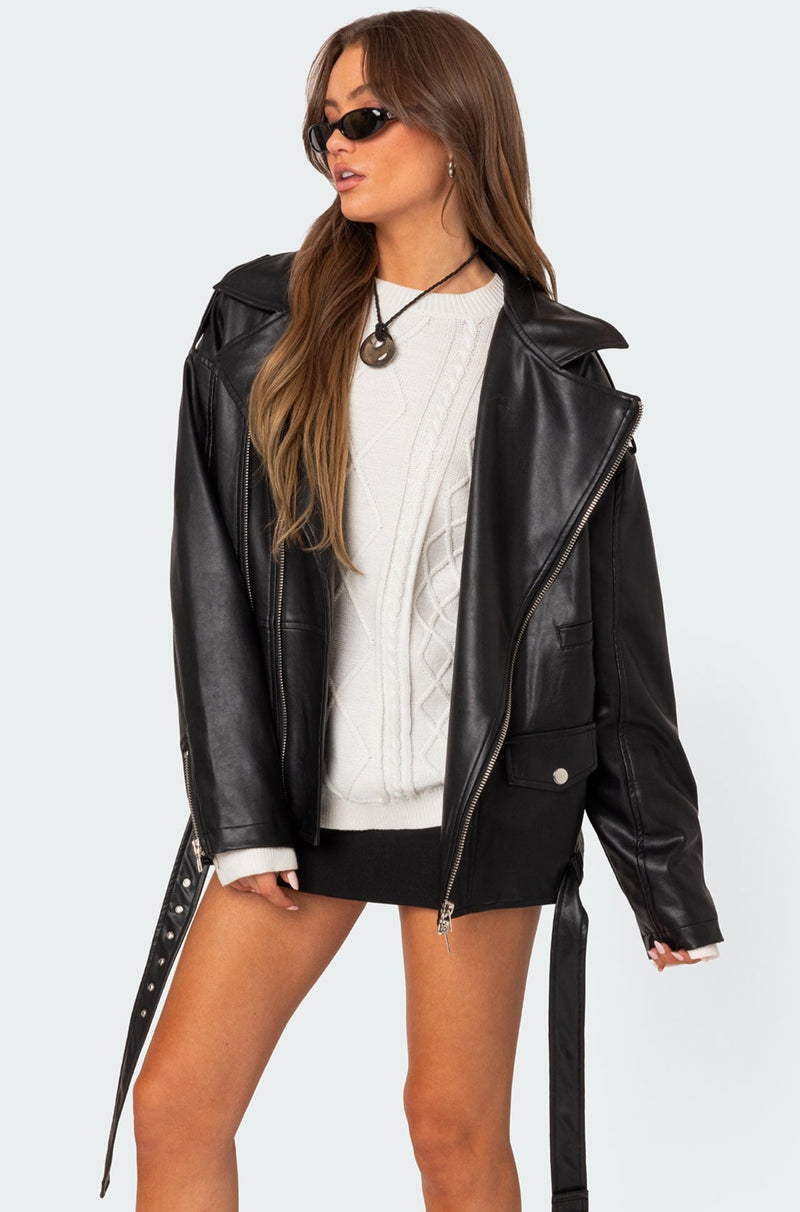 Wrenley Oversized Faux Leather Jacket