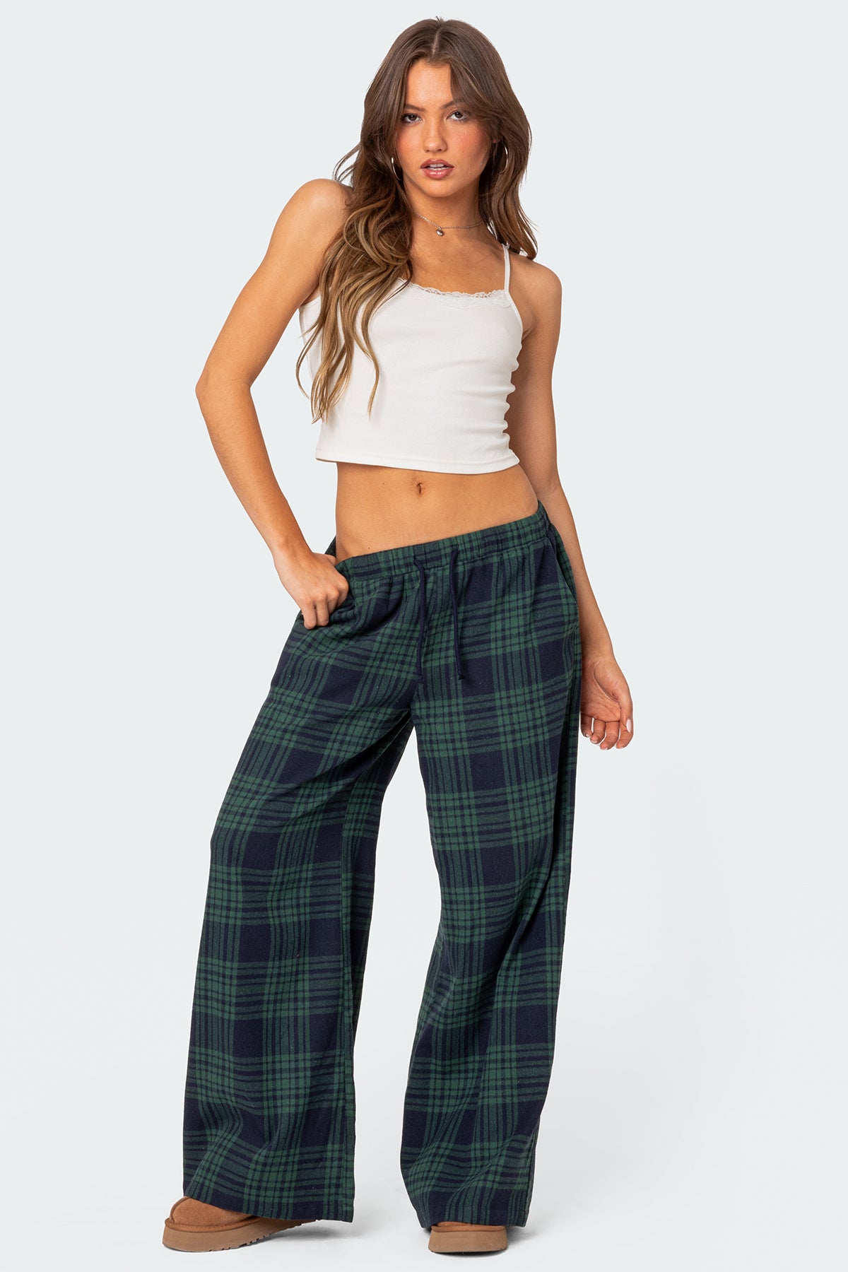 Lounge Around Plaid Wide Leg Pants