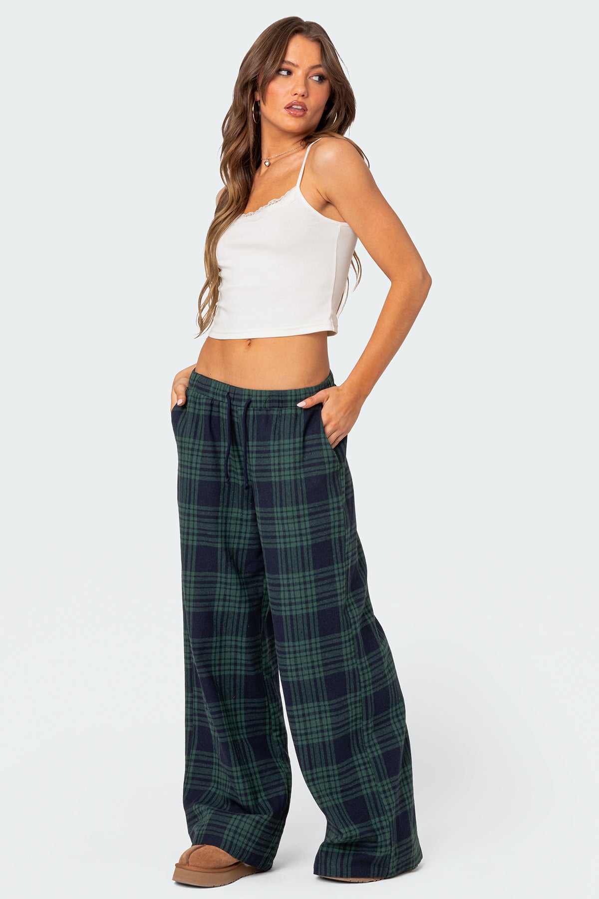 Lounge Around Plaid Wide Leg Pants