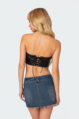 Vic Triangle Faux Leather Crop Top