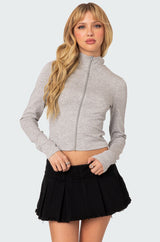 Tessa High Neck Zip Up Cardigan