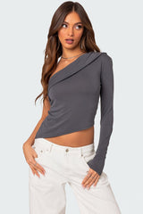 Fold Over One Shoulder Top