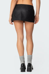 Triple Belt Faux Leather Mini Skort