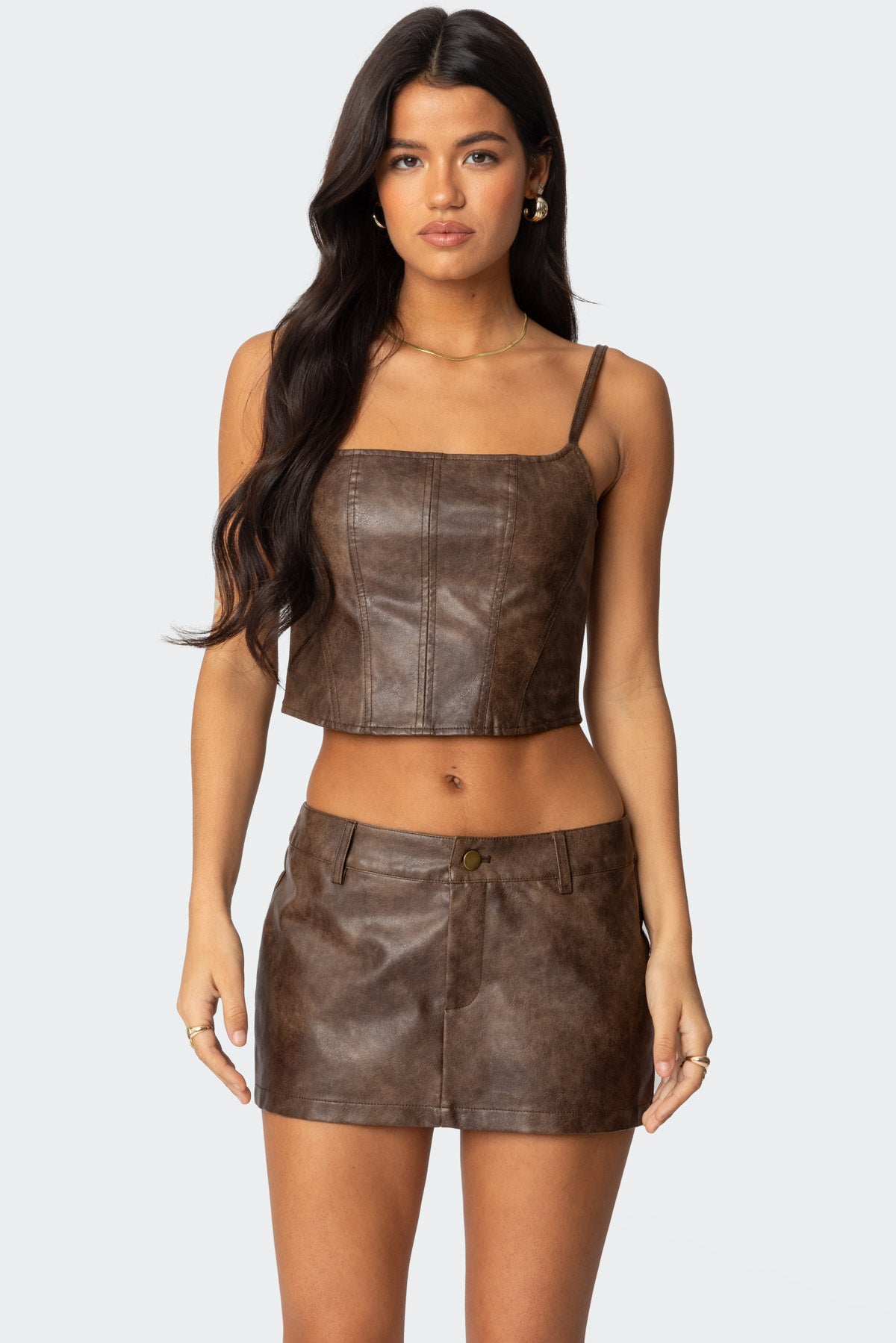 Scout Zip Up Faux Leather Corset