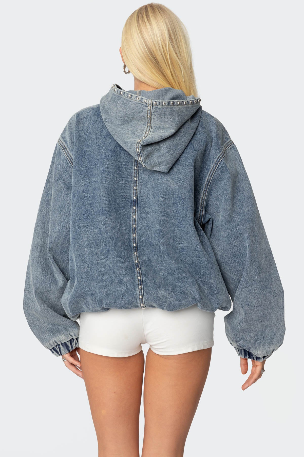 Marney Oversized Studded Denim Hoodie