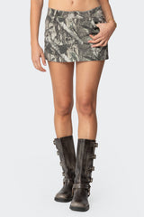 Camo Denim Mini Skirt