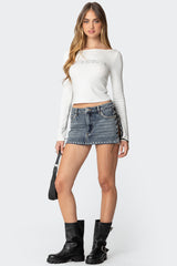 Casey Lace Up Denim Mini Skirt