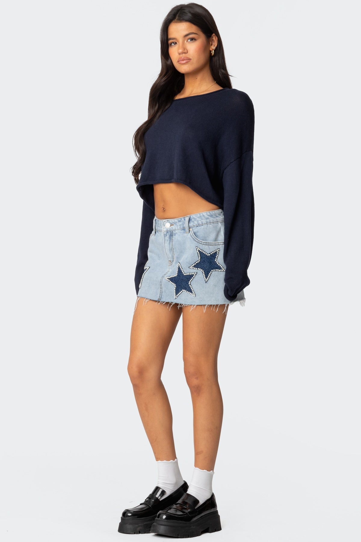 Shining Star Denim Mini Skirt