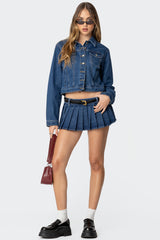 Zenia Denim Pleated Mini Skort