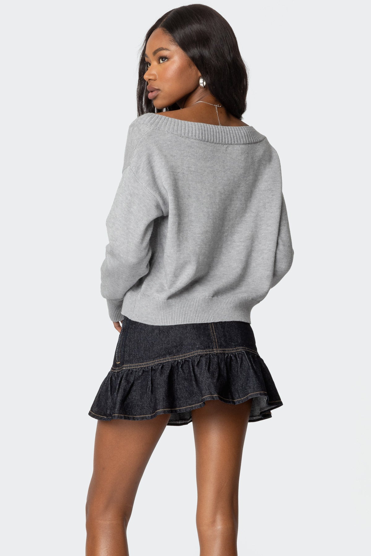 Eli Oversized V Neck Knit Top