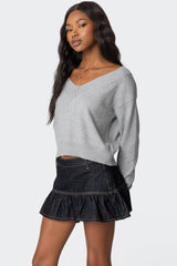 Eli Oversized V Neck Knit Top