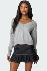 Eli Oversized V Neck Knit Top