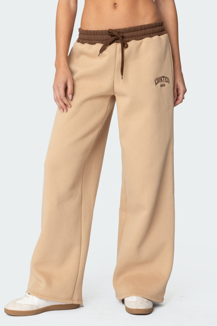 Edikted Contrast Embroidered Joggers