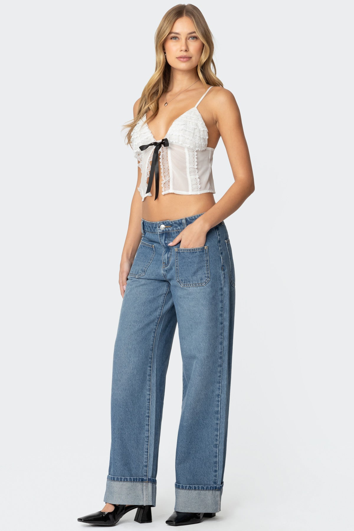 Madi Cuffed Low Rise Jeans