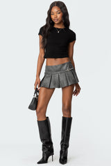 Billi Faux Leather Pleated Mini Skort