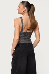 Isabela Sequin Sheer Lace Tank Top