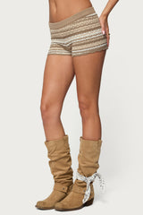 Daphnie Striped Pointelle Knit Shorts