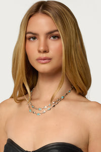 Mixed Gemstone Layered Necklace