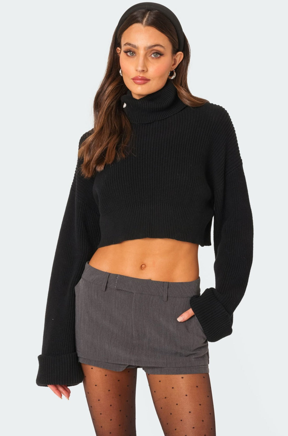 Oversized Turtle Neck Cropped Sweater