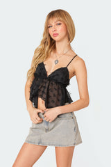 Flutter Frilled Tie Back Top