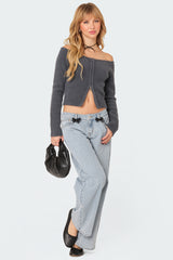 Sonia Off Shoulder Fuzzy Knit Top