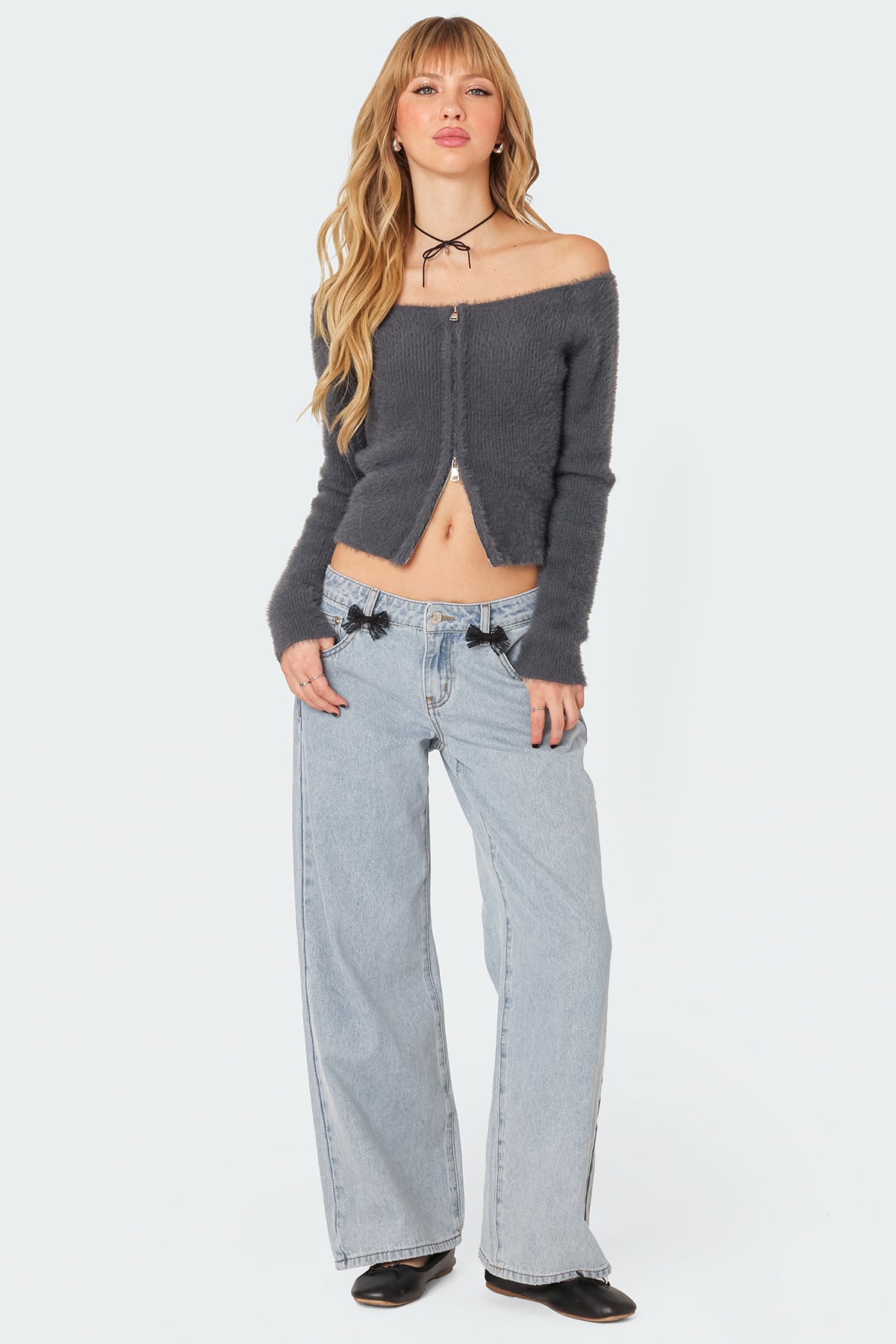 Sonia Off Shoulder Fuzzy Knit Top