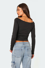 Tahlia V Neck Off Shoulder Top