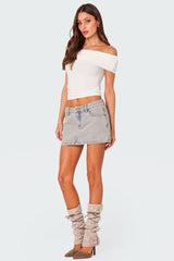 Vintage Washed Denim Mini Skirt