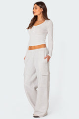 Wide Leg Cargo Sweatpants