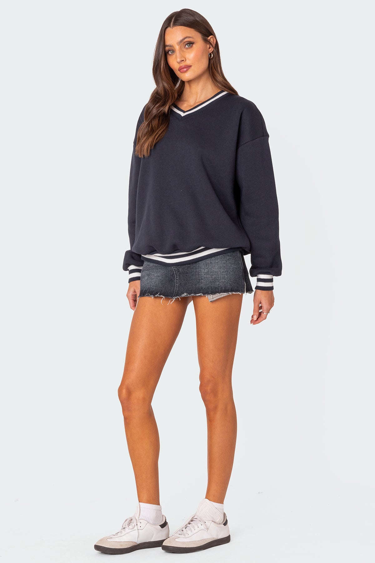 Caryn Oversized V Neck Sweatshirt