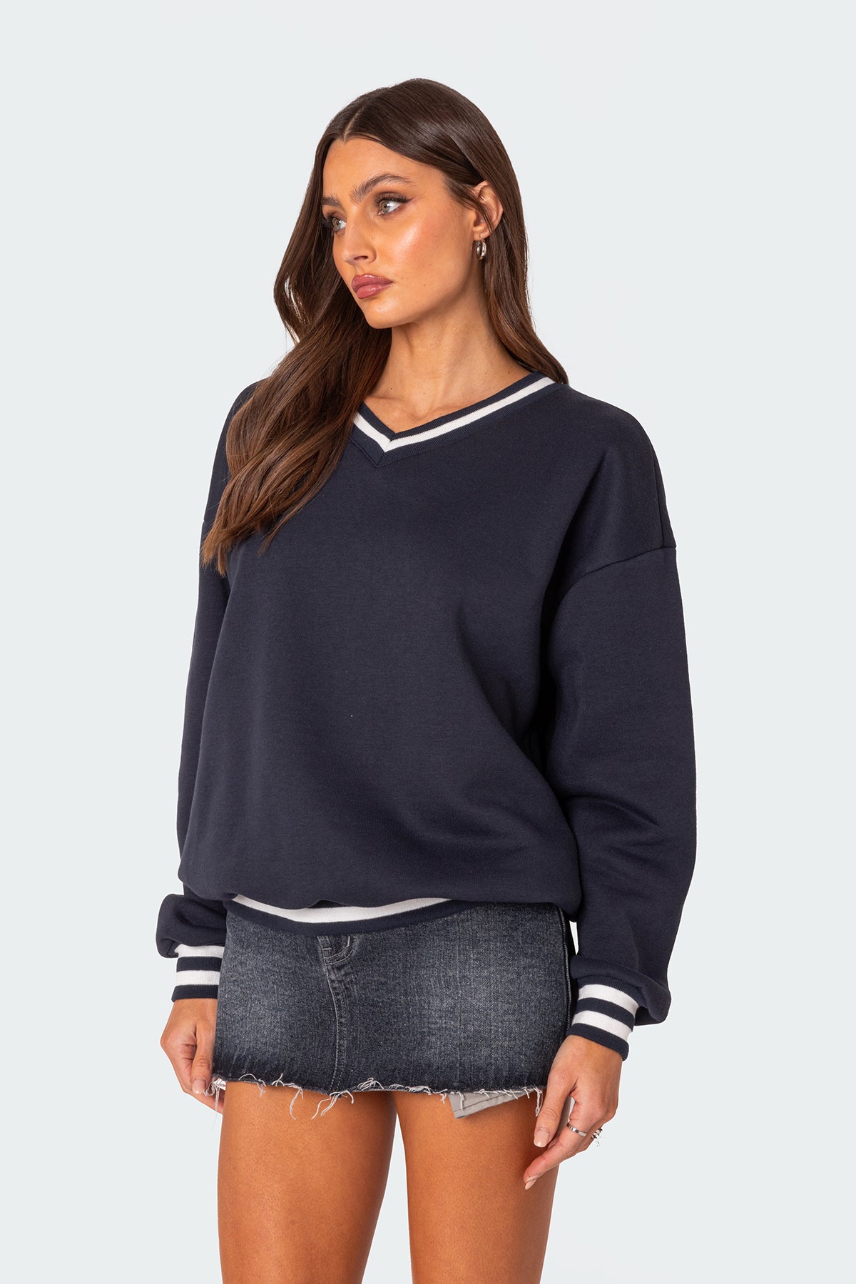 Caryn Oversized V Neck Sweatshirt