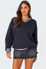 Caryn Oversized V Neck Sweatshirt