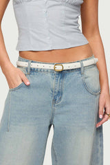 Oval Buckle Faux Leather Belt