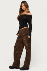 Zebra Print Low Rise Baggy Jeans